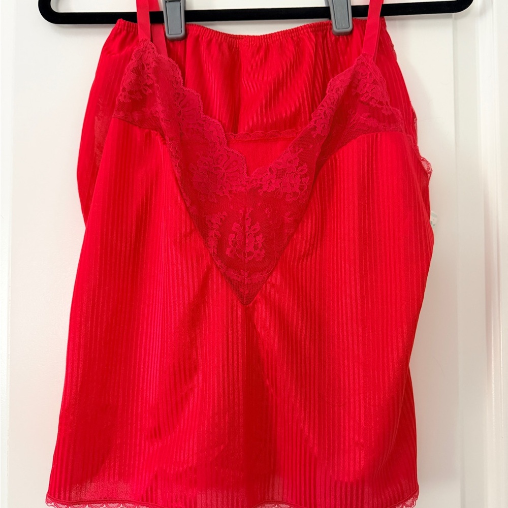 Vintage Red Lace-Trim Lingerie with Original Tag from Mervyns